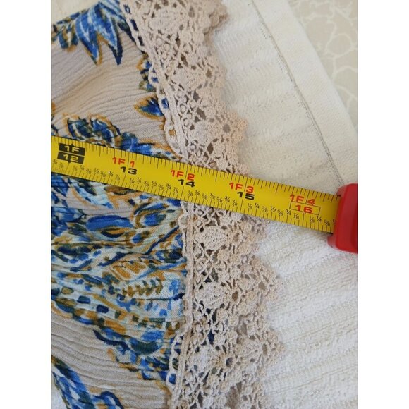 Democracy Womens Blouse Flared Sleeve Blue Paisley  Bohemian Top 1X  Peasant - Picture 16 of 16